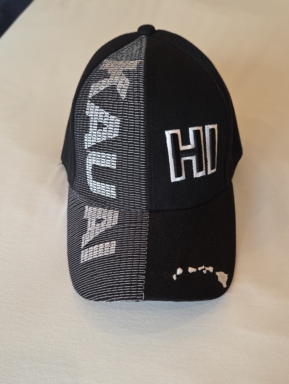 Black & White 'HI' Embroidered Baseball Hat
